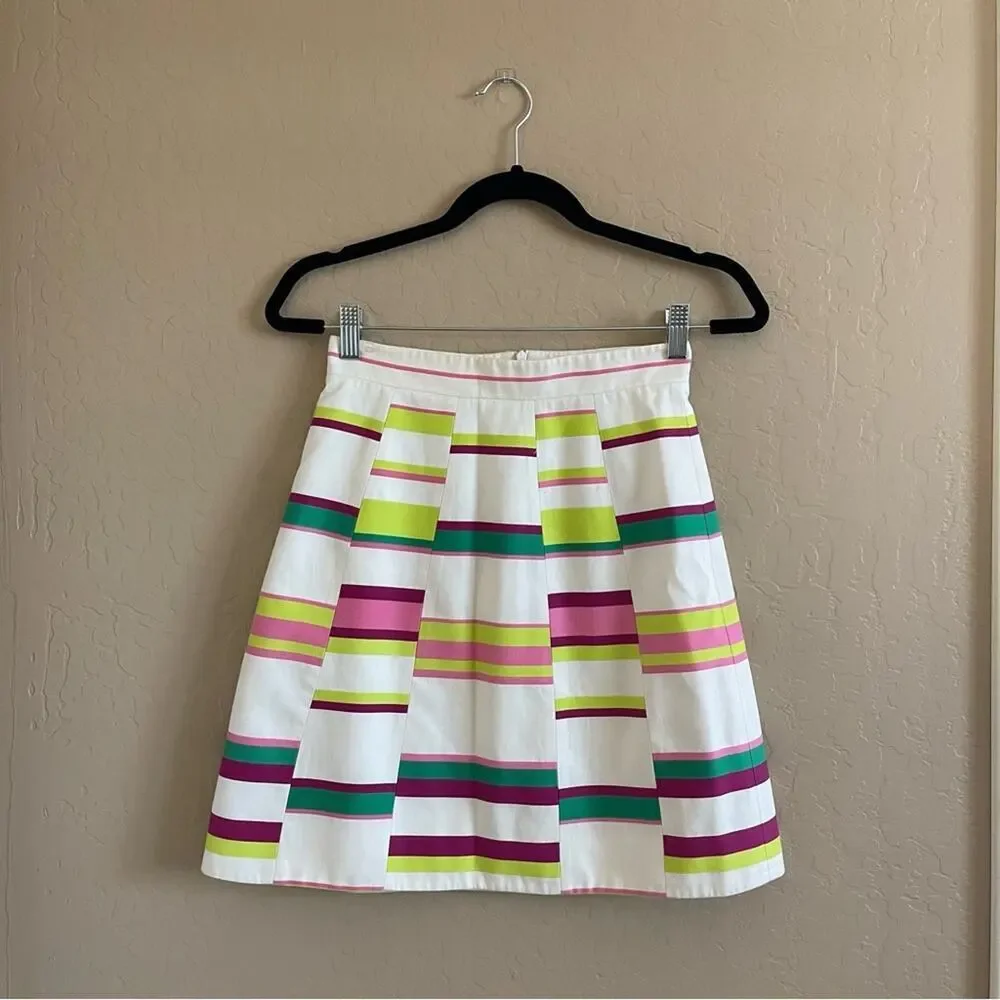 New Karen‎ Millen Colorful Stripe Flare Skirt